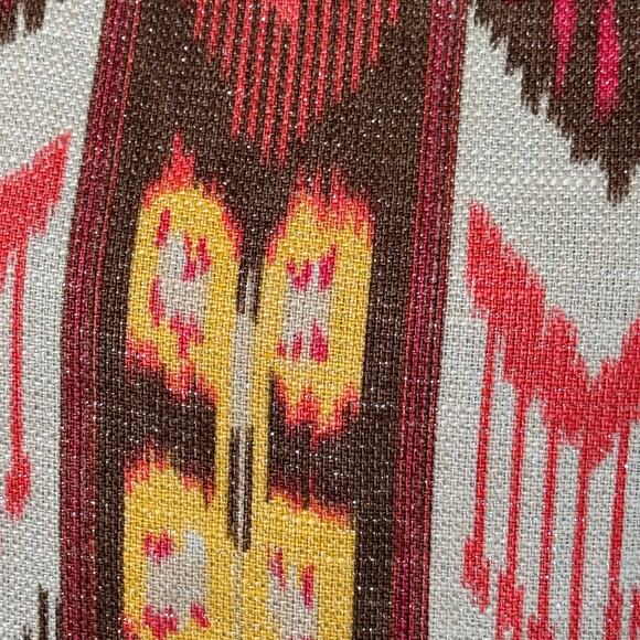 Tory Burch Linen Ikat Print Dress Size 12 Sheath Sleeveless Metallic Thread - Picture 6 of 9